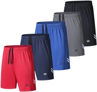 Lot de 5 shorts de sport pour homme avec poches et taille élastique, séchage rapide, shorts de course à pied