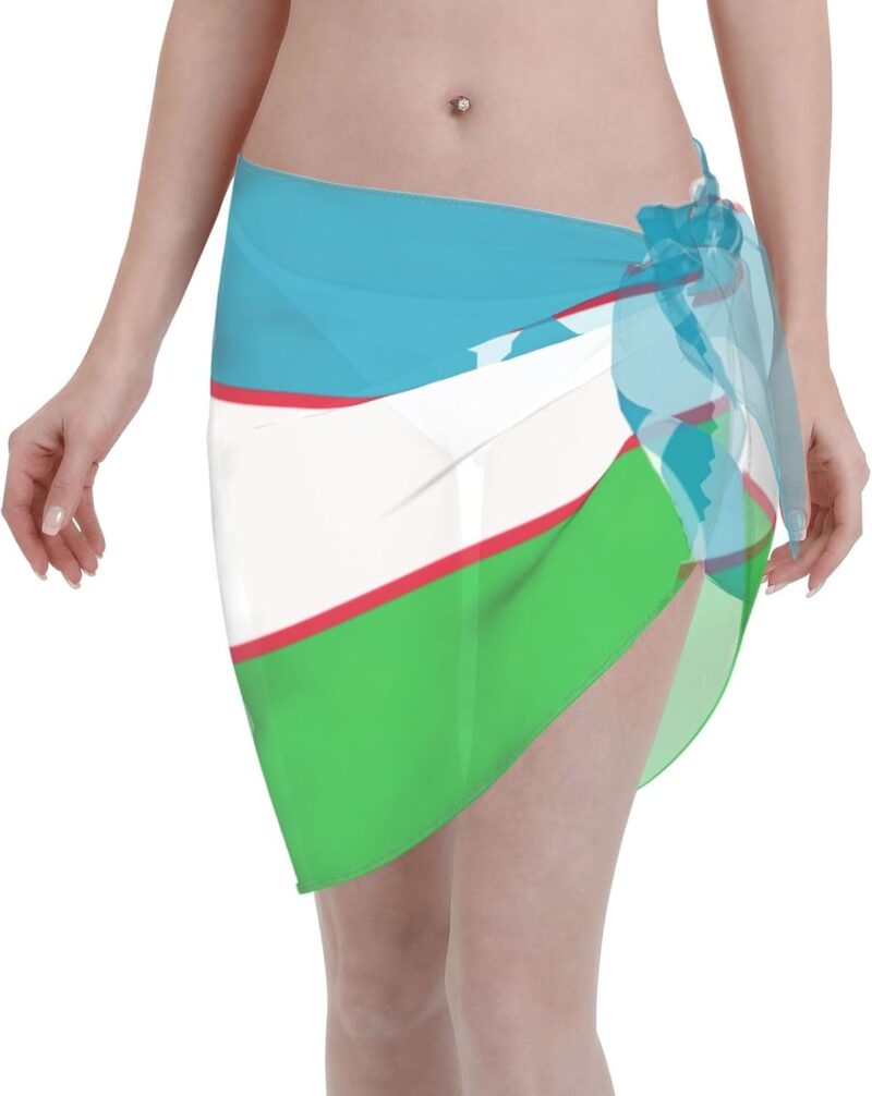 Drapeau de la République d'Ouzbékistan Imprimé Sarong d'été Cache-maillot de bain pour femme