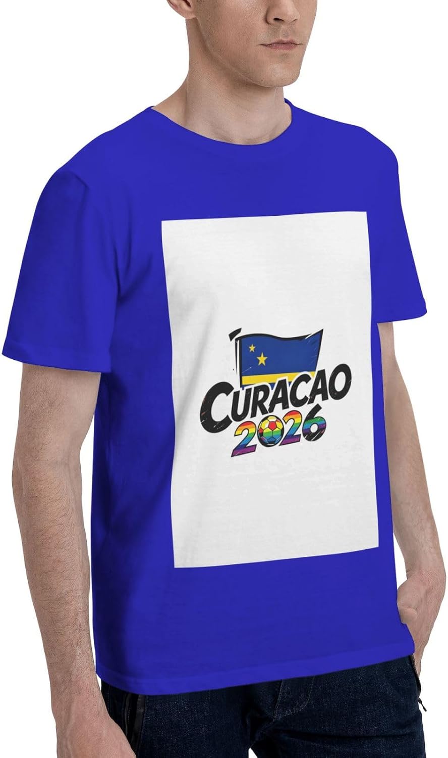 Curaçao Maillot de football graphique Coupe de football 2026 T-shirt pour fans de football Tenues à manches, bleu, M - Image 2