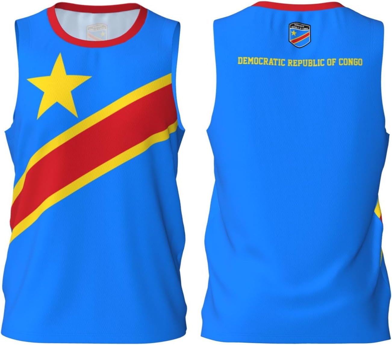 Maillot de Basketball aux Couleurs du Drapeau de la République démocratique du Congo, Maillot de Sport pour Hommes, Course à Pied et entraînement Physique