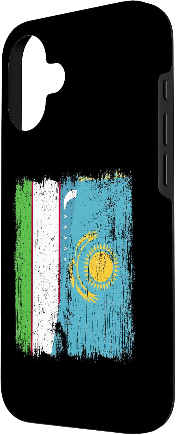 Maillot Ouzbékistan Kazakhstan Demi drapeau ouzbek kazakh Coque pour iPhone 16 - Image 2
