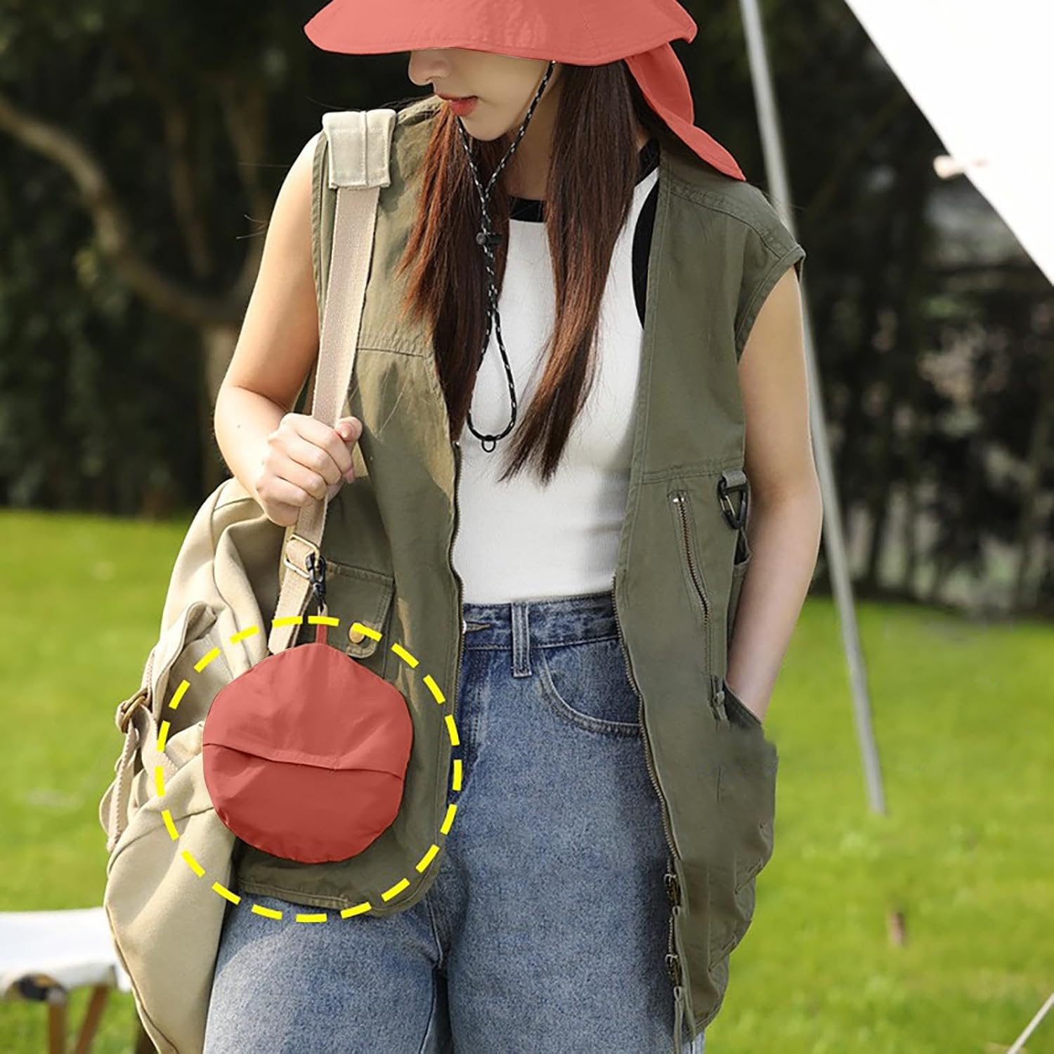 Générique Chapeau Paille Femme Soleil Canotier Casquette Beige Bob Queue De Cheval Anti-UV Bobs Anti UV 50 Casquettes Visières Ete Pliable Mariage - Image 2