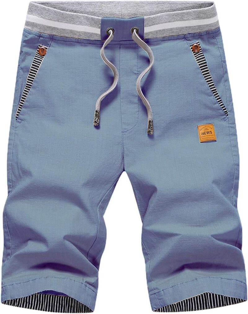 JustSun Short Homme Coton Chino Respirant Short Court Homme
