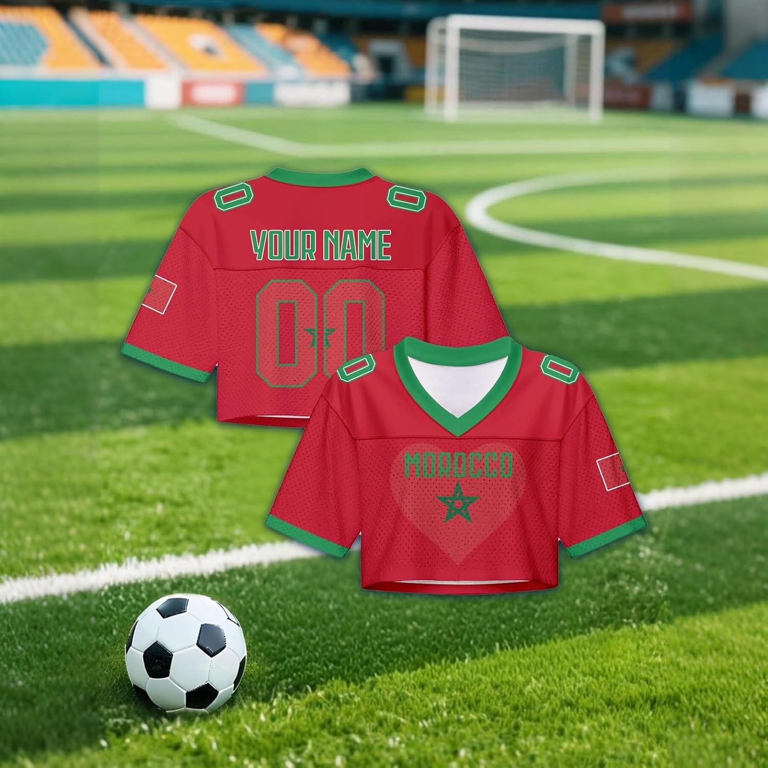 Haut de Fan de Football personnalisé pour Femme – Maillot de la Coupe du Monde 2026 avec nom et numéro, Crop Top Y2K Manches Courtes, t-Shirt d'été Mignon pour Les Filles - Image 3