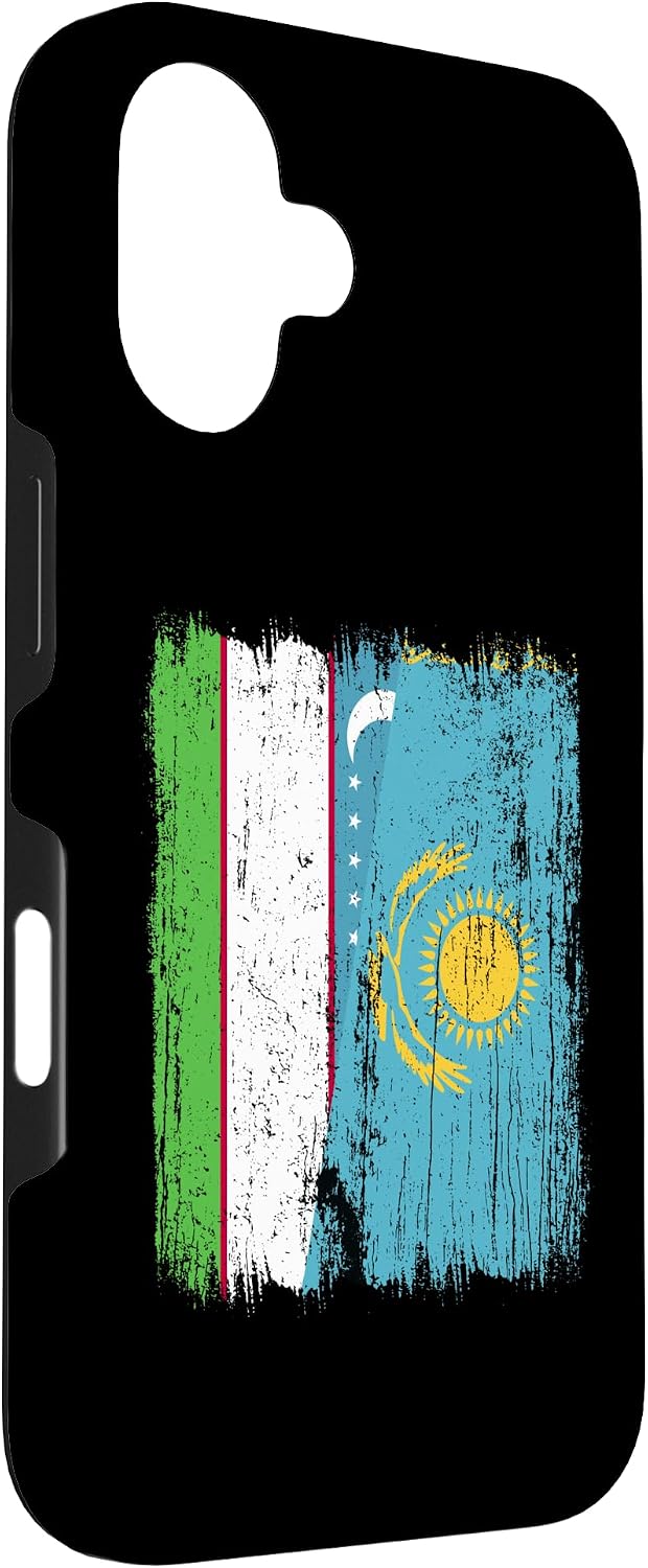Maillot Ouzbékistan Kazakhstan Demi drapeau ouzbek kazakh Coque pour iPhone 16 - Image 3