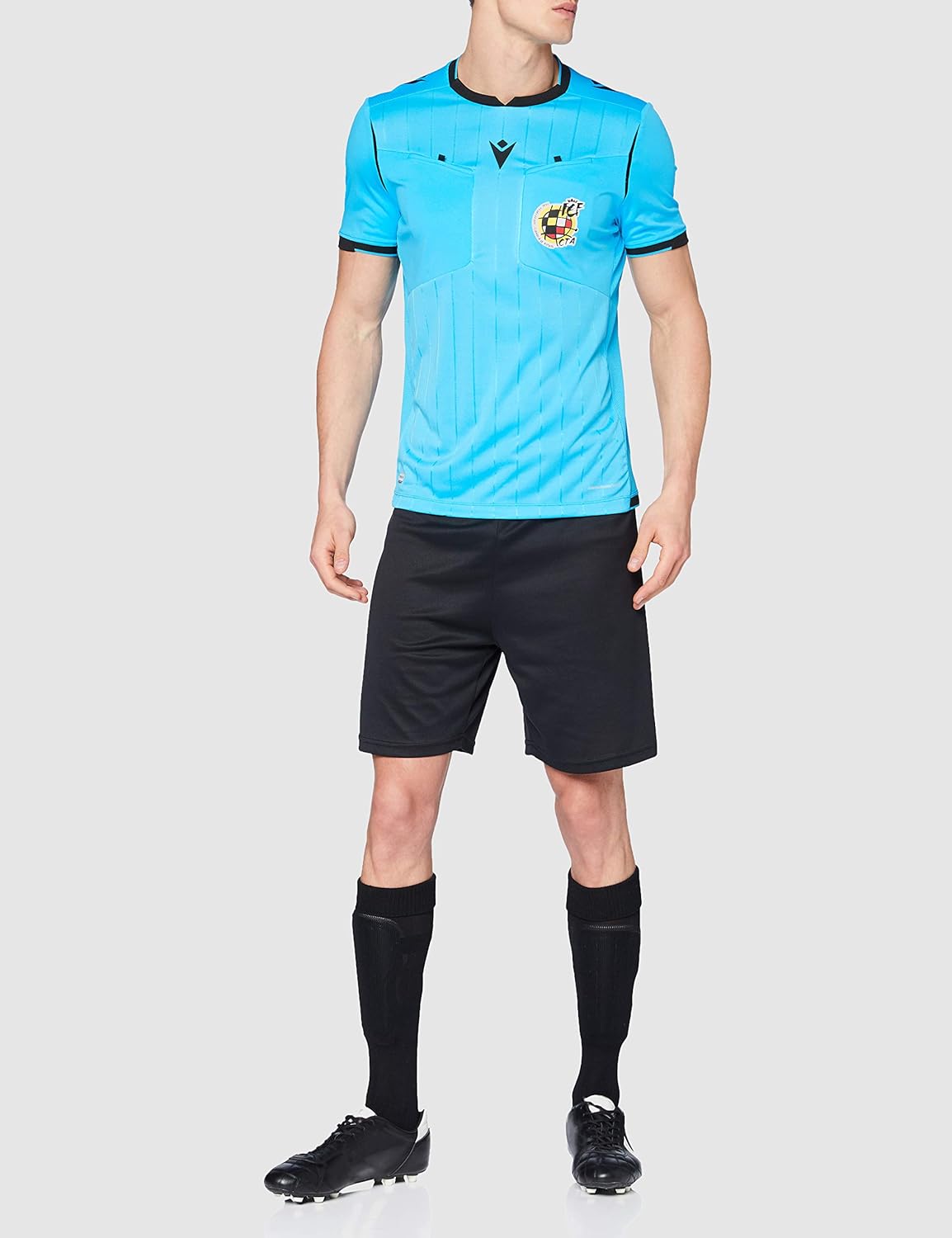 Macron Rfef 20 Match Day Man Shirt Referee SS Nsky/Blk SR Maillot Arbitre Bleu Fluo réel, Fédération espagnole de Football Homme - Image 2