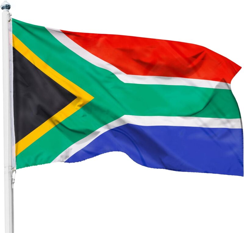 PHENO FLAGS Drapeau Afrique du Sud 90x150cm – sud-africain - résistant aux intempéries, avec œillets en laiton, 100% polyester, coutures doubles robustes et couleurs éclatantes