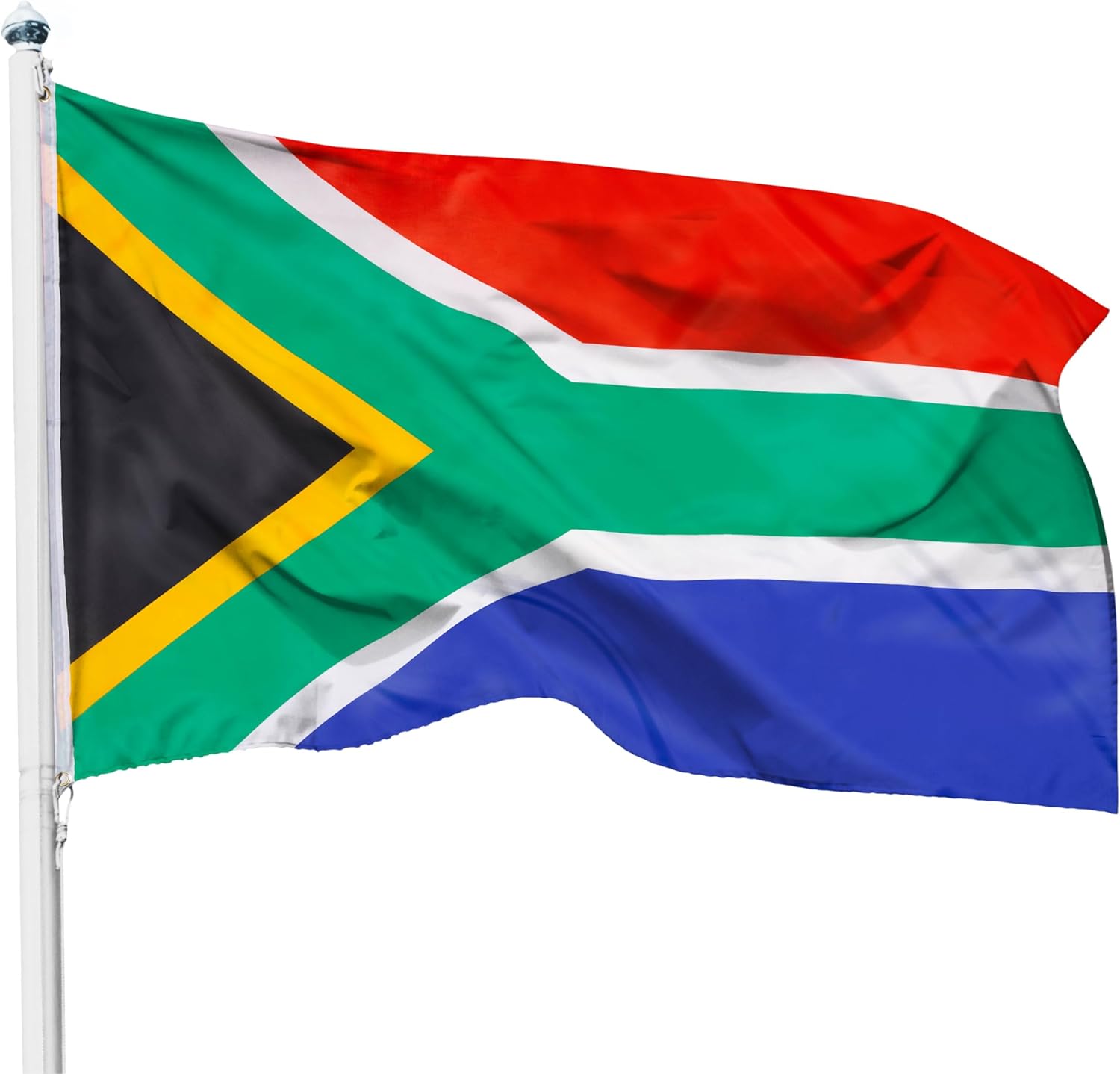 PHENO FLAGS Drapeau Afrique du Sud 90x150cm – sud-africain - résistant aux intempéries, avec œillets en laiton, 100% polyester, coutures doubles robustes et couleurs éclatantes