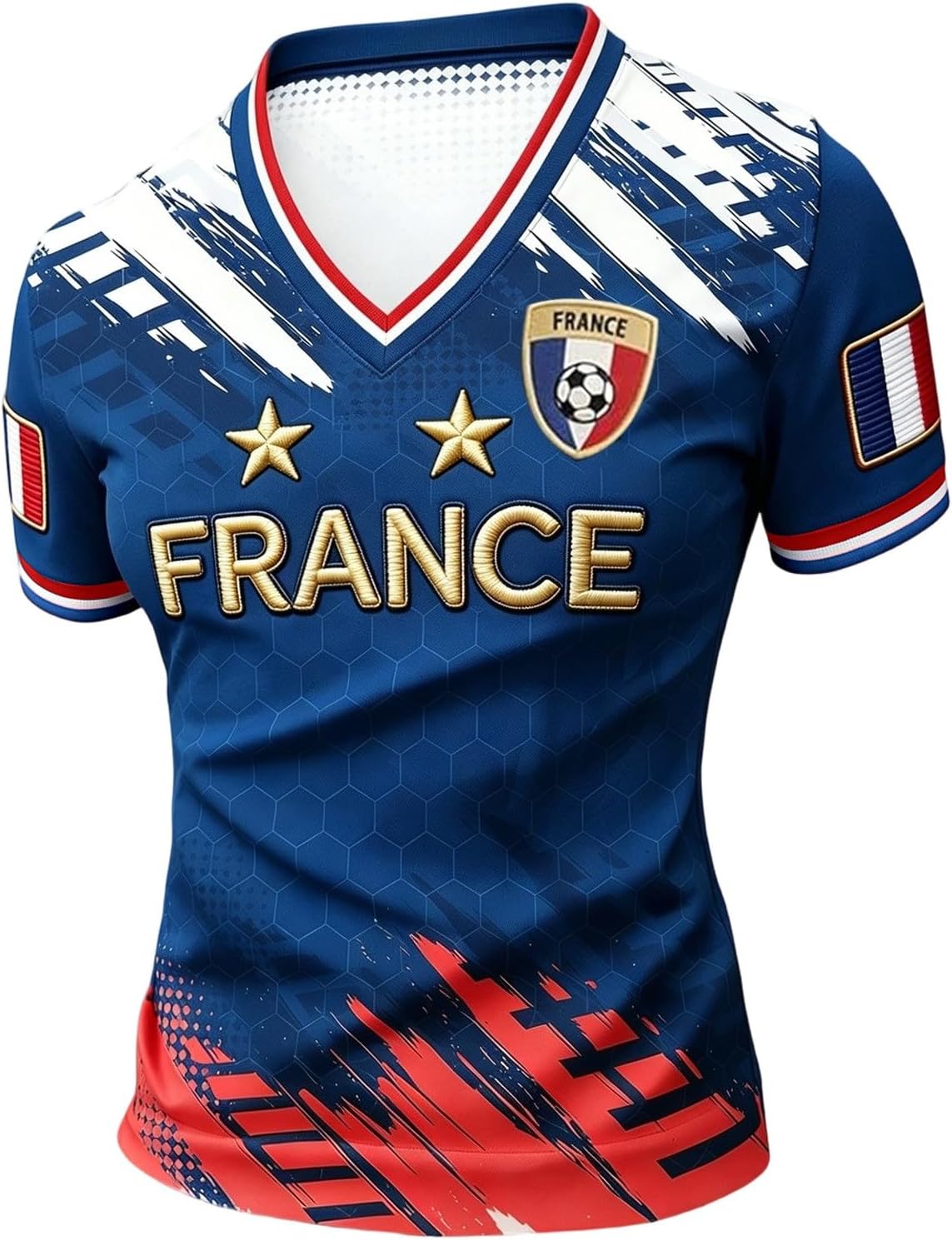 Maillot De Foot France 2026,T-Shirt Graphique à Col éLéGant Chemise Graphique LéGèRe pour Un DéContracté Quotidien - Image 3