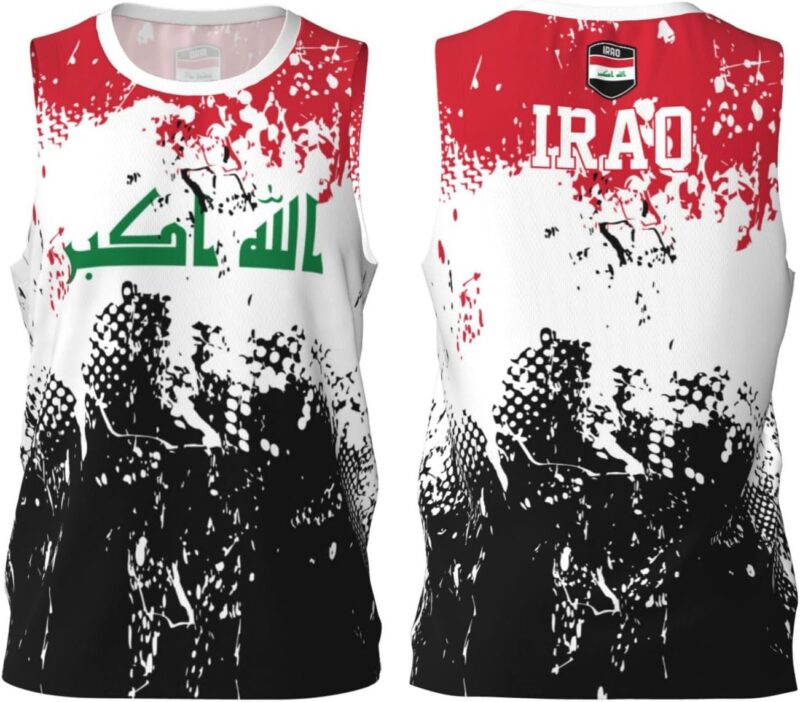 Maillot de basket-ball avec motif drapeau de l'Irak - Impression complète 3D