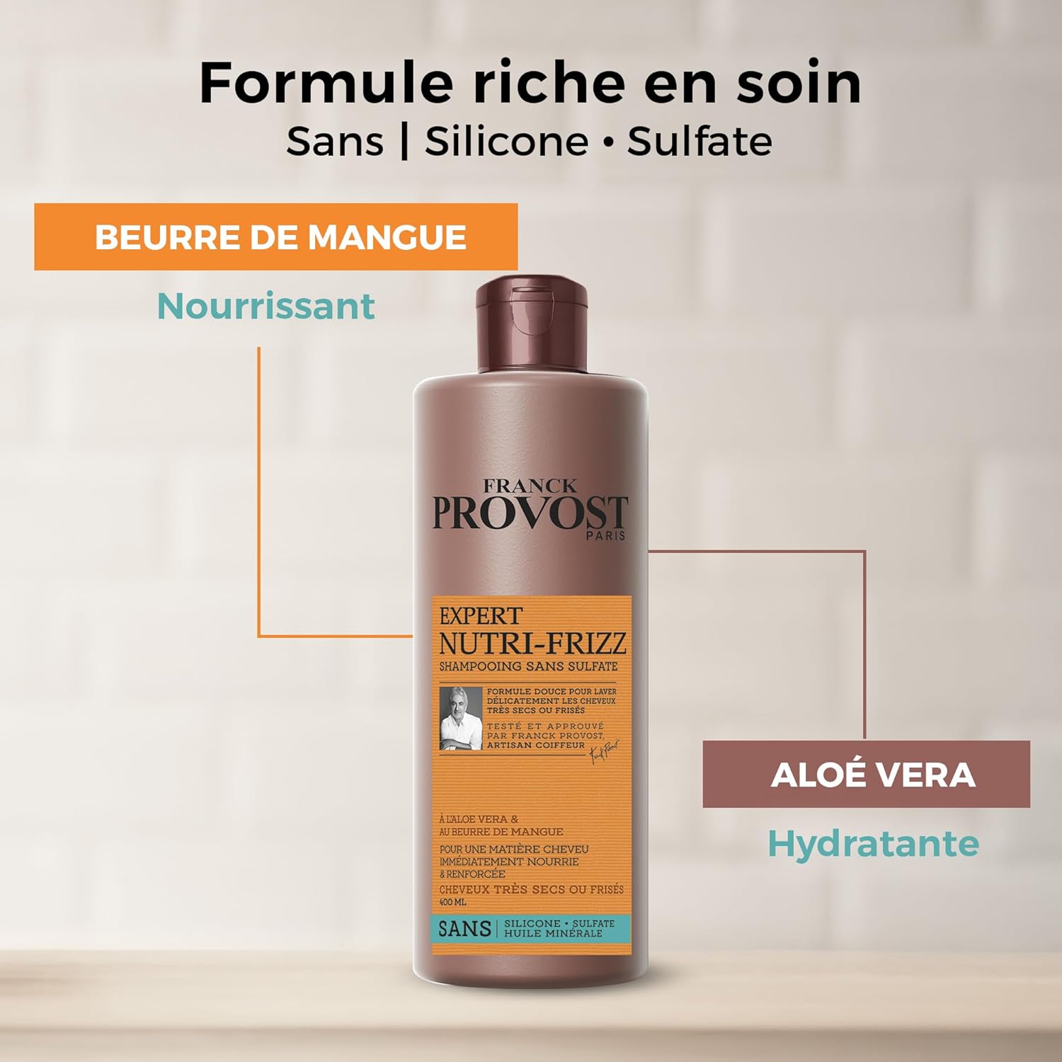 Franck Provost Expert Nutri-Frizz Coffret Shampooing, Masque et Crème de Soin et Définition Boucles Professionnelles Sans Silicone Sans Huile Minérale 400ml, 400ml, 200ml - Image 3