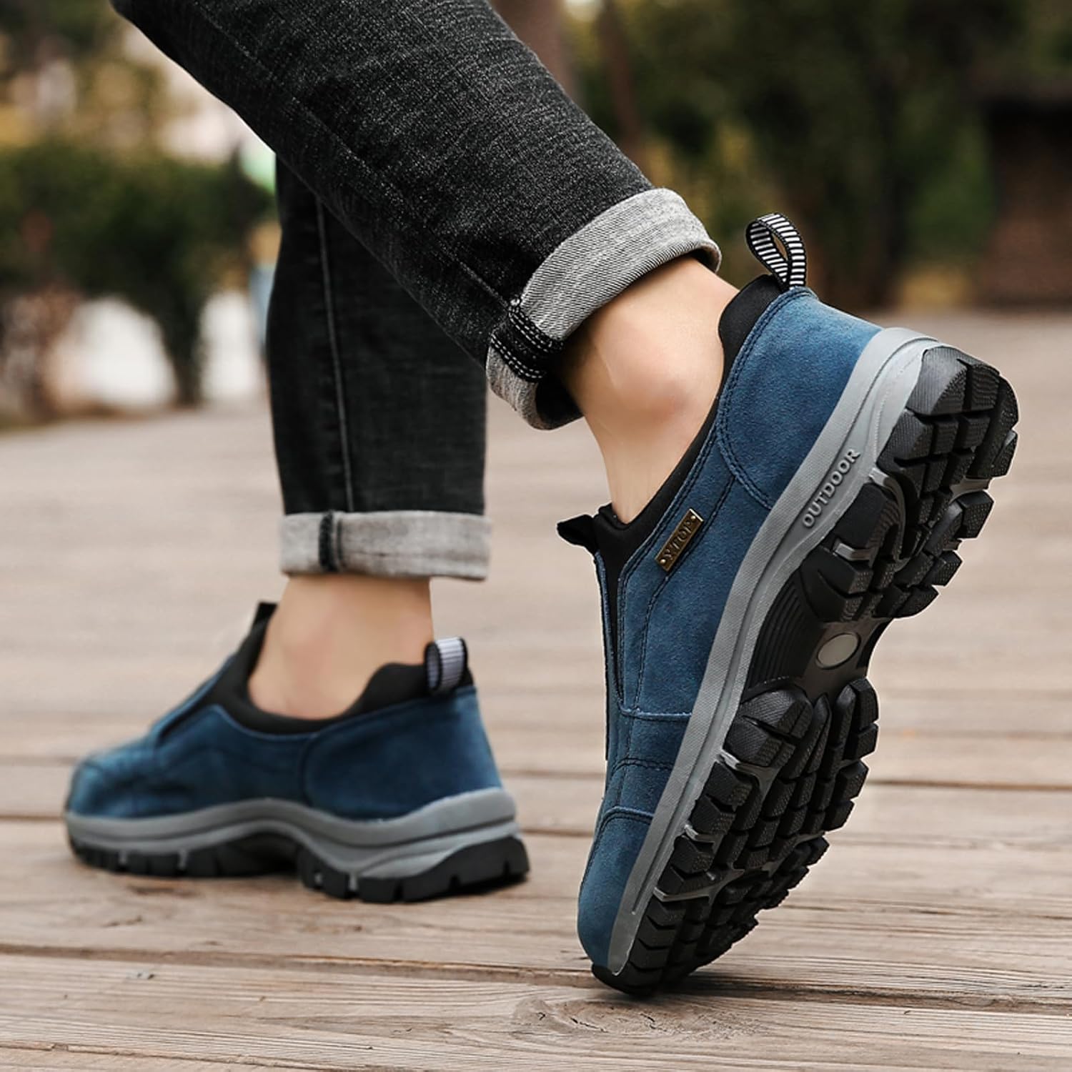 Chaussure de Marche Homme sans Lacets Baskets de randonnée en Plein air Chaussures de randonnée à Enfiler pour Homme Chaussures orthopédiques Chaussures légères pour Le Travail - Image 2