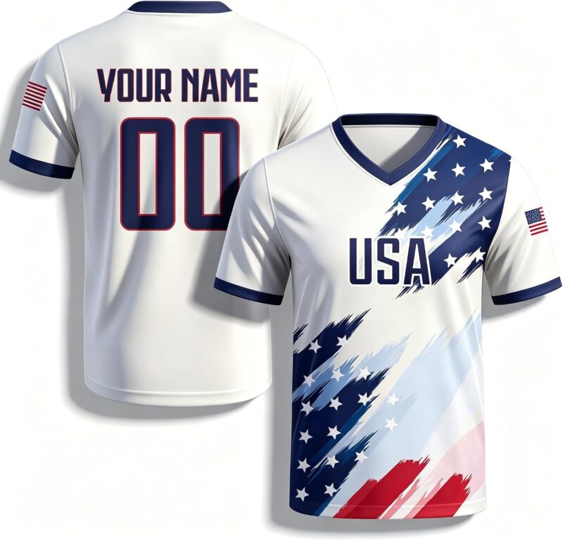Maillot de Football personnalisé Coupe du Monde 2026 – T-Shirt Manches Courtes avec nom, numéro et équipe, 8 Couleurs, Haut décontracté pour l’été, Tenue familiale