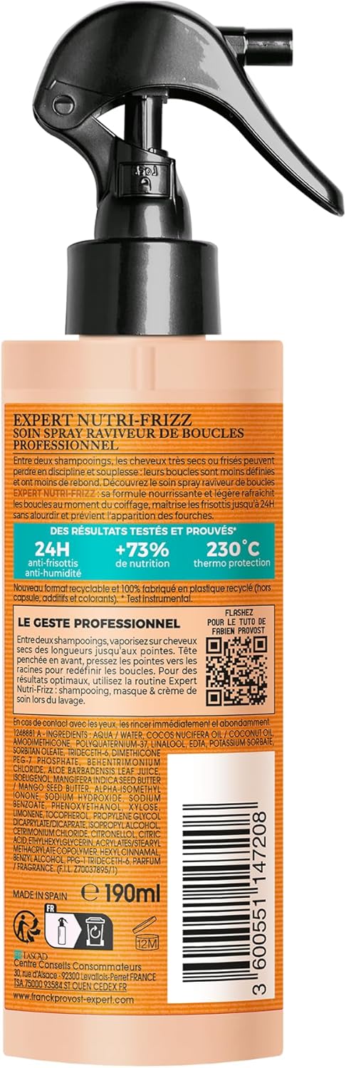 Franck Provost F. Provost Spray sans Rinçage sans Sulfate Expert Nutri-Frizz 190 ml - Image 2