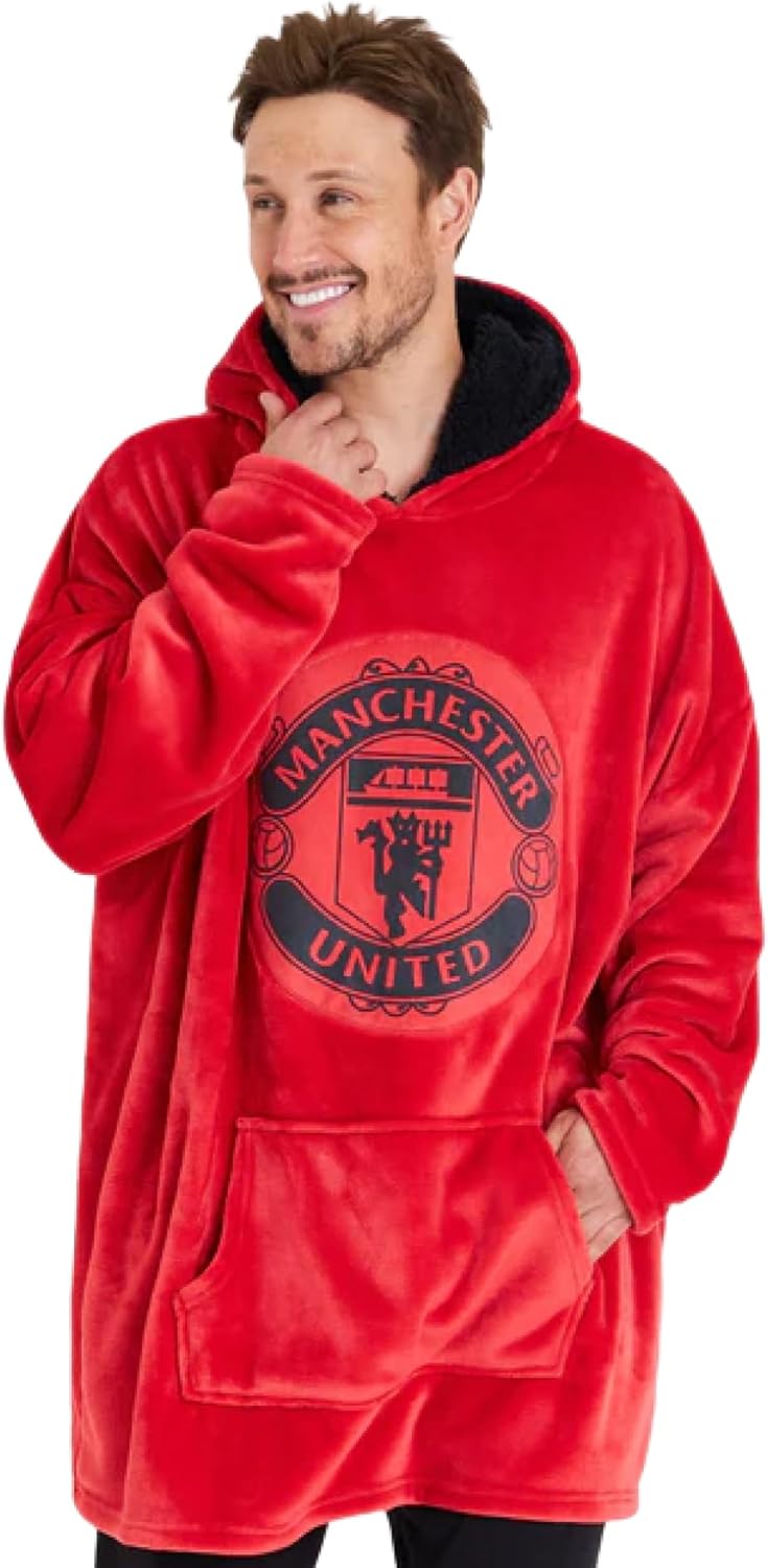 Manchester United FC Pull Oversize Capuche Homme, Énorme Poncho Homme