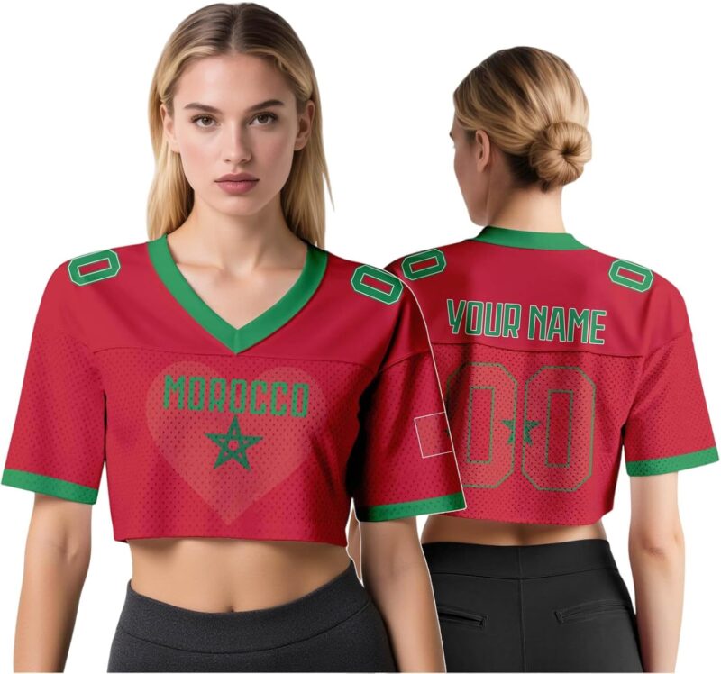 Haut de Fan de Football personnalisé pour Femme – Maillot de la Coupe du Monde 2026 avec nom et numéro, Crop Top Y2K Manches Courtes, t-Shirt d'été Mignon pour Les Filles