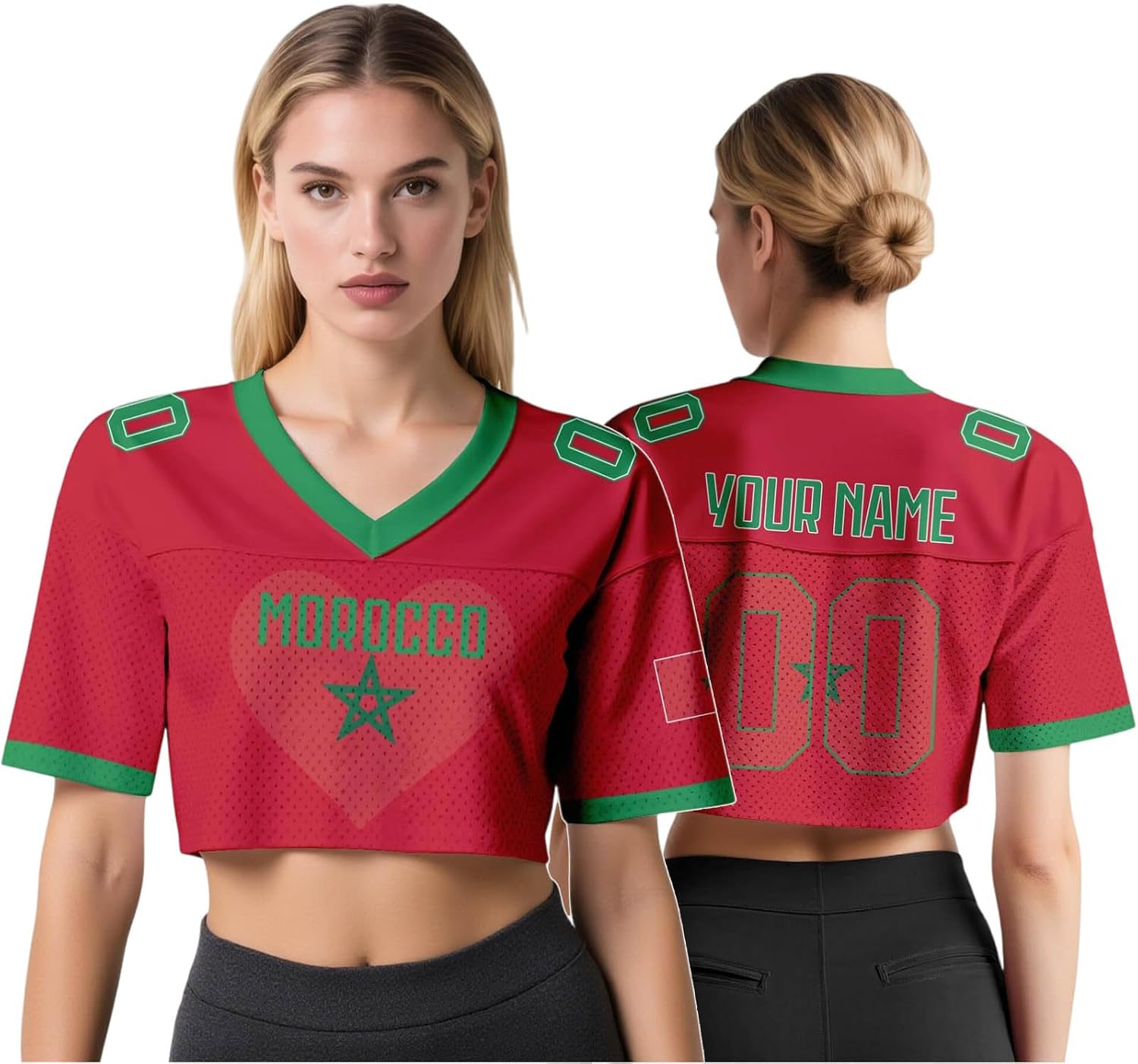 Haut de Fan de Football personnalisé pour Femme – Maillot de la Coupe du Monde 2026 avec nom et numéro, Crop Top Y2K Manches Courtes, t-Shirt d'été Mignon pour Les Filles