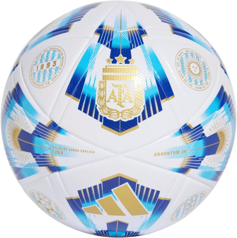 Adidas Ballon de la Ligue d'Argentine Unisexe pour Adulte, Blanc/Pantone/Bleu lucide/doré métallisé