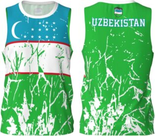 Maillot de basket-ball avec motif drapeau de l'Ouzbékistan - Maillot de sport d'équipe up - Impression complète 3D, Noir , S