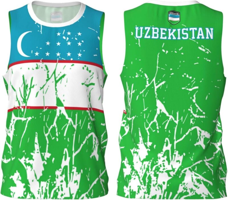 Maillot de basket-ball avec motif drapeau de l'Ouzbékistan - Maillot de sport d'équipe up - Impression complète 3D, Noir , S