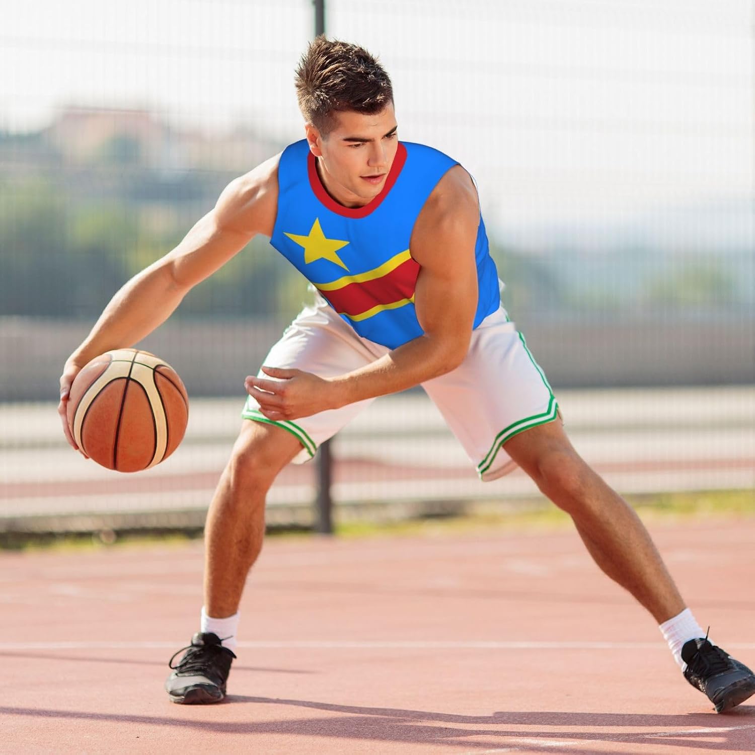 Maillot de Basketball aux Couleurs du Drapeau de la République démocratique du Congo, Maillot de Sport pour Hommes, Course à Pied et entraînement Physique - Image 4
