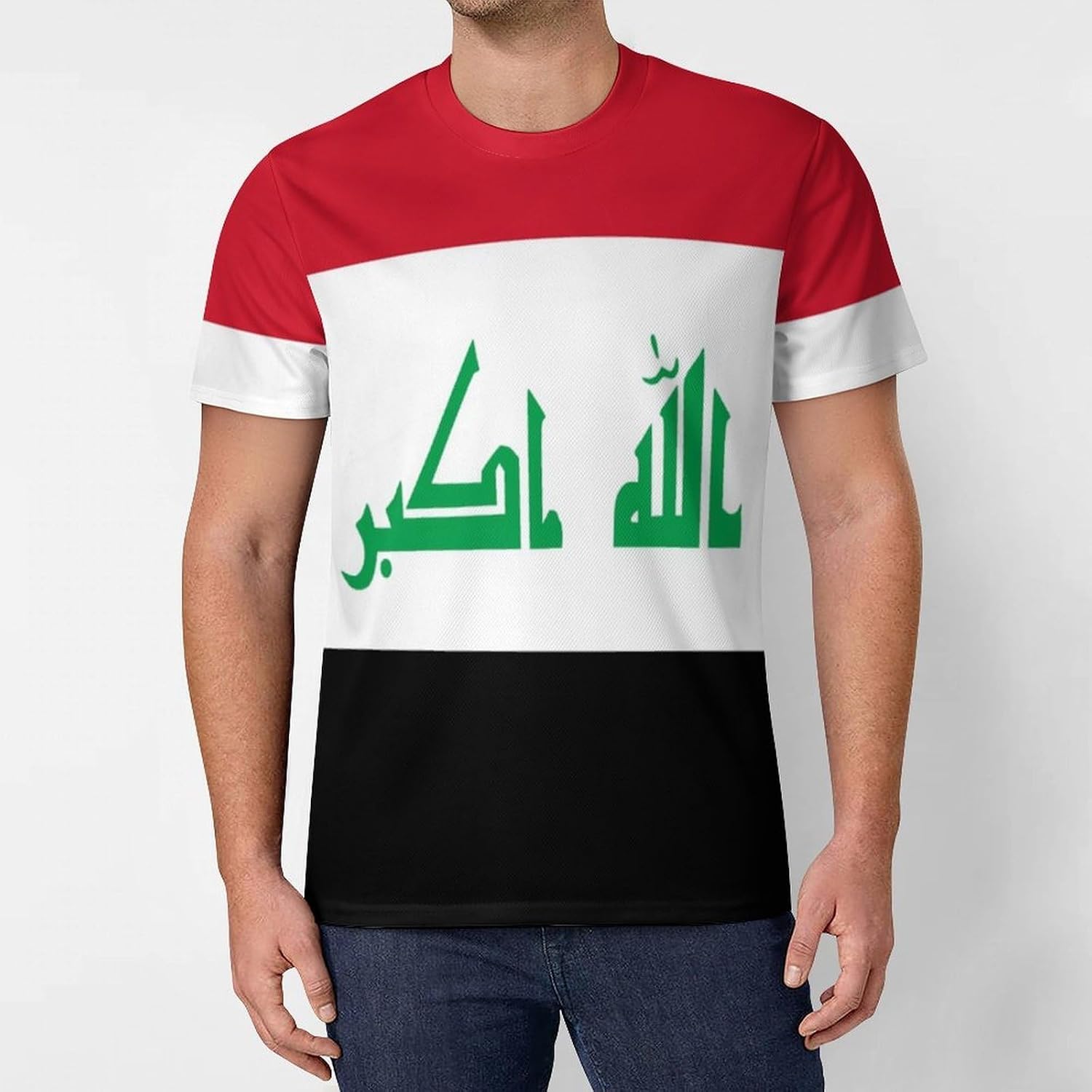 T-Shirt Homme Drapeau Irak Col Rond Séchage Rapide Maillot Supporter Football Manches Courtes Sport Décontracté T-Shirt Fan - Image 2
