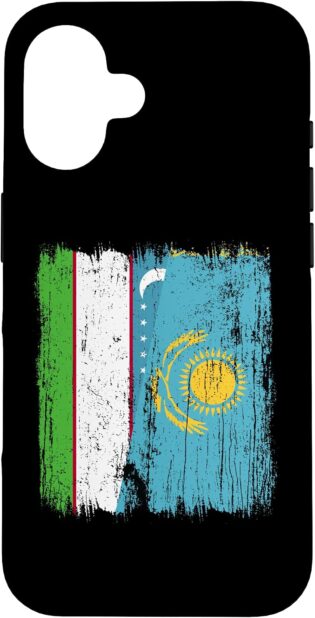 Maillot Ouzbékistan Kazakhstan Demi drapeau ouzbek kazakh Coque pour iPhone 16