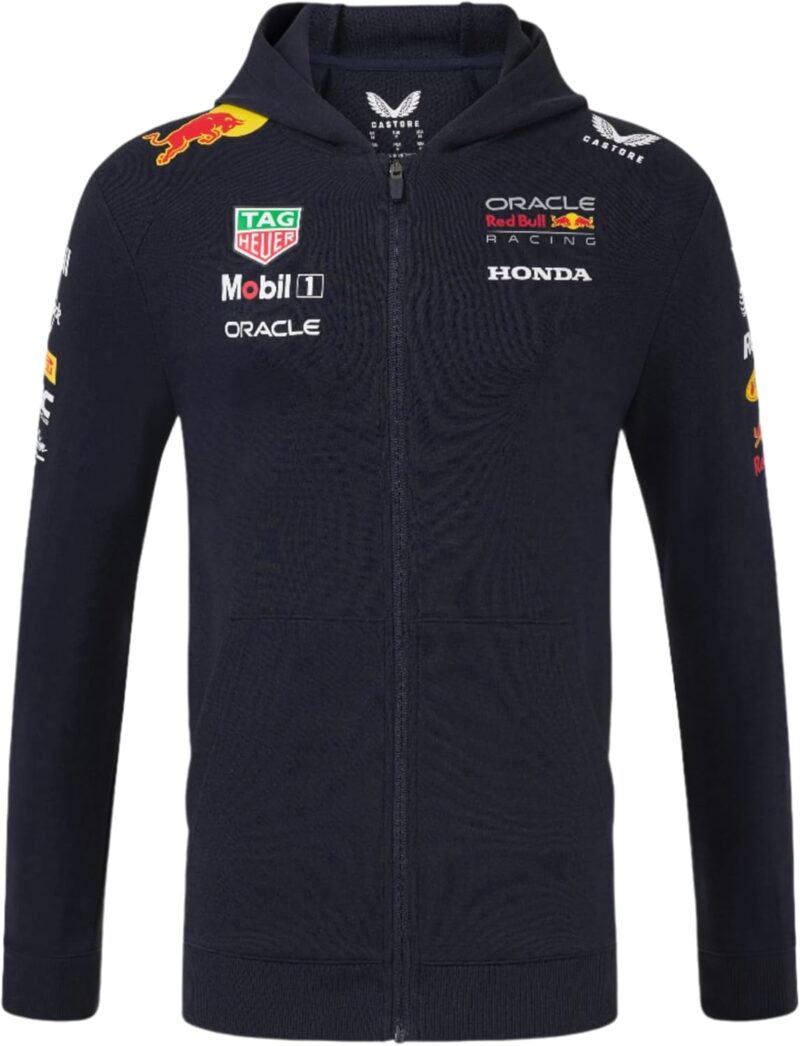 Castore Red Bull Racing F1 2025 Team Sweatshirt à Capuche Complet avec Fermeture Éclair, bleu marine, S