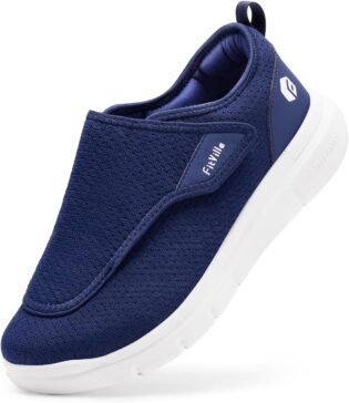 71lWwSYfayL._AC_SL1500_.jpg FitVille Chaussures Larges pour Hommes Chaussons Souples Chaussures de Marche Ajustables Scratch, Idéaux pour Pieds Sensibles