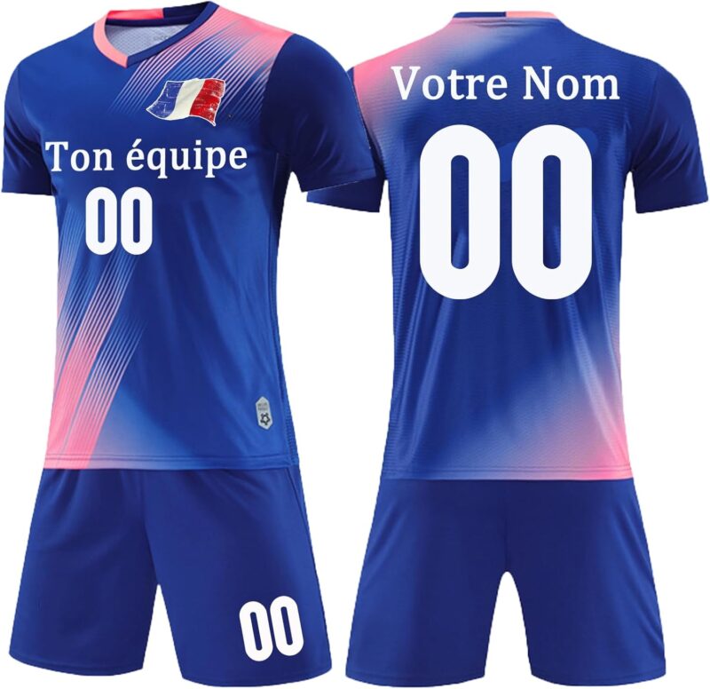 Ensemble Foot Enfant Personnalisé Maillot Football n'importe Quel Nom Numéro Logo Maillot Equipe de France Football Enfant Garçon Maillot de Foot