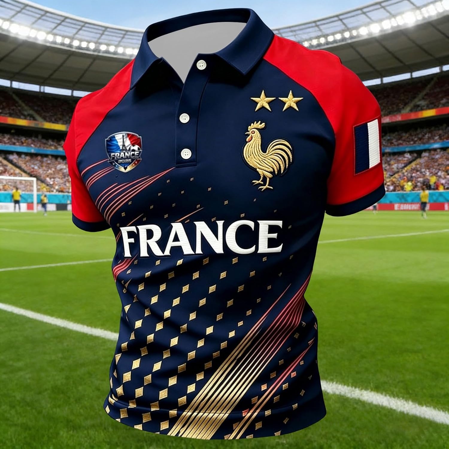 Maillot L'équipe de Foot Homme - Maillot de Foot 2026 Adulte T Shirt Manches Courtes Respirant Été Polo Shirts Sport Vêtements de Football, Polo Shirt Cadeau de Fans - Image 2