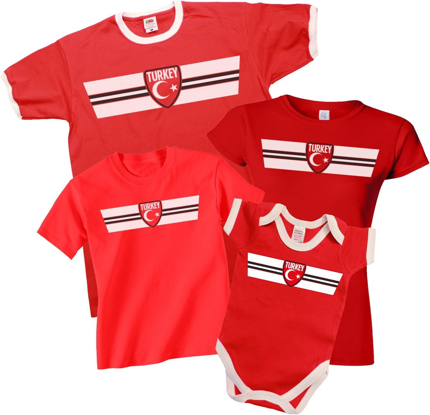 buzz shirts Adults Or Kids Turkey Football T-Shirt Classic Retro Strip with Country Badge Euro Turkish Team - Image 3