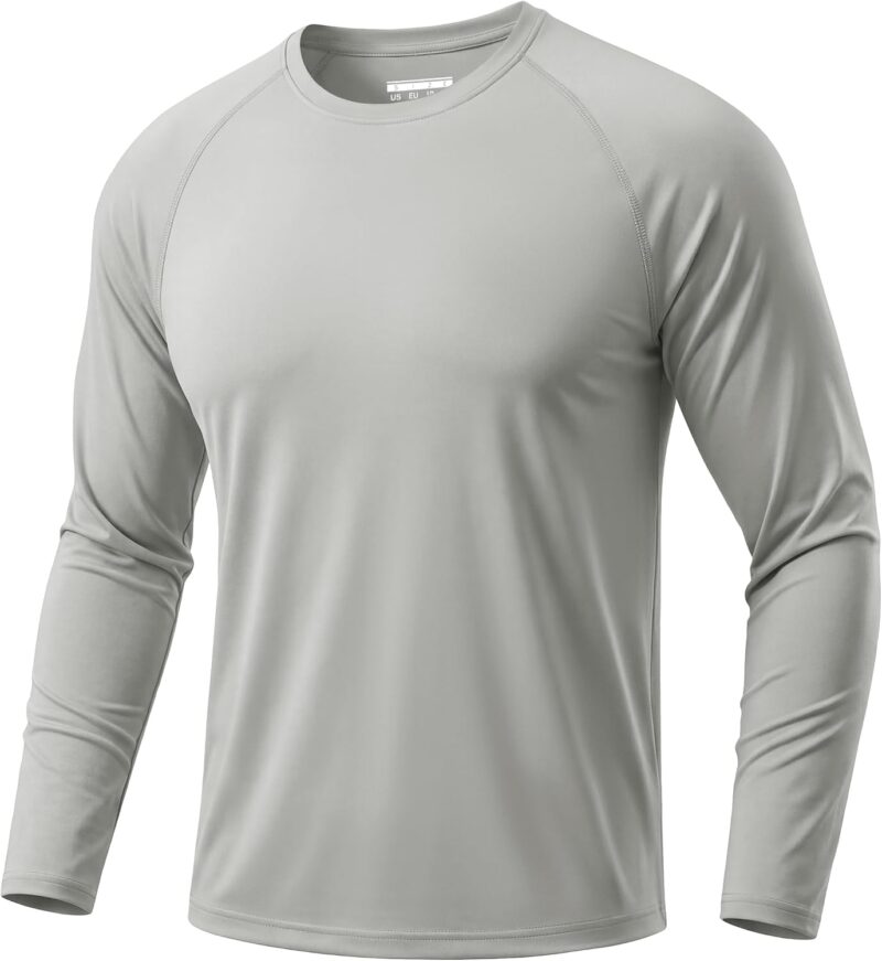 TACVASEN T Shirt Anti UV Homme Manche Longue Haut de Sport à Séchage Rapide Tops d'extérieur en Col Rond