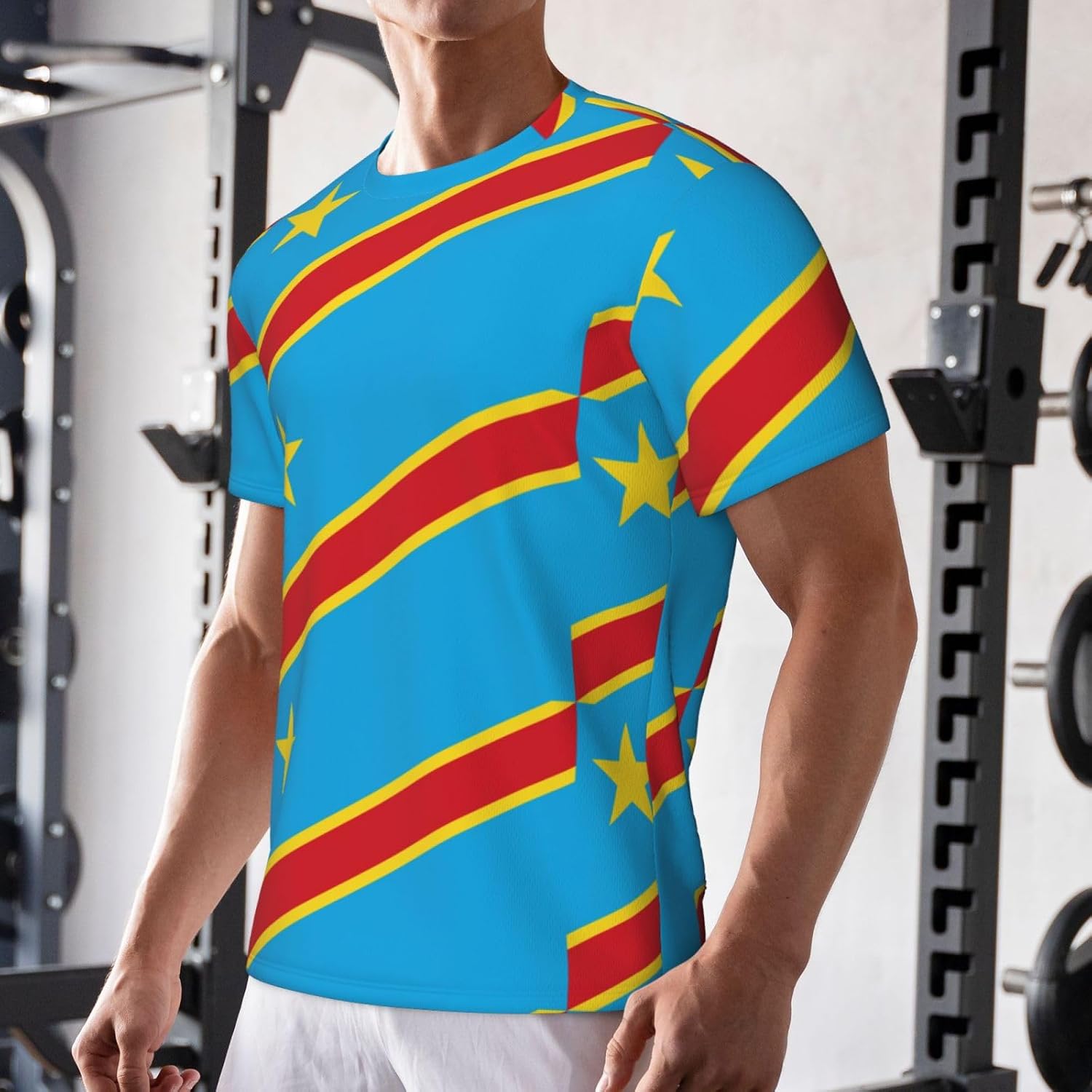 T-Shirt 3D Coloré avec Imprimé Drapeau De La République Démocratique du Congo Manches Courtes Col Ras du Cou Unisexe pour Hommes Femmes Et Jeunes Tailles S-6Xl - Image 3