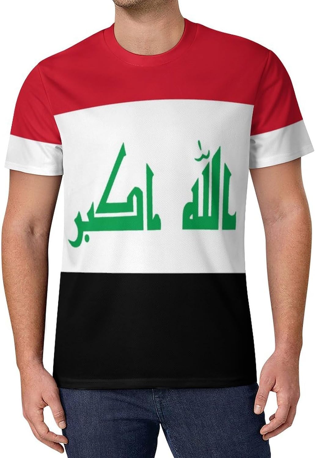T-Shirt Homme Drapeau Irak Col Rond Séchage Rapide Maillot Supporter Football Manches Courtes Sport Décontracté T-Shirt Fan