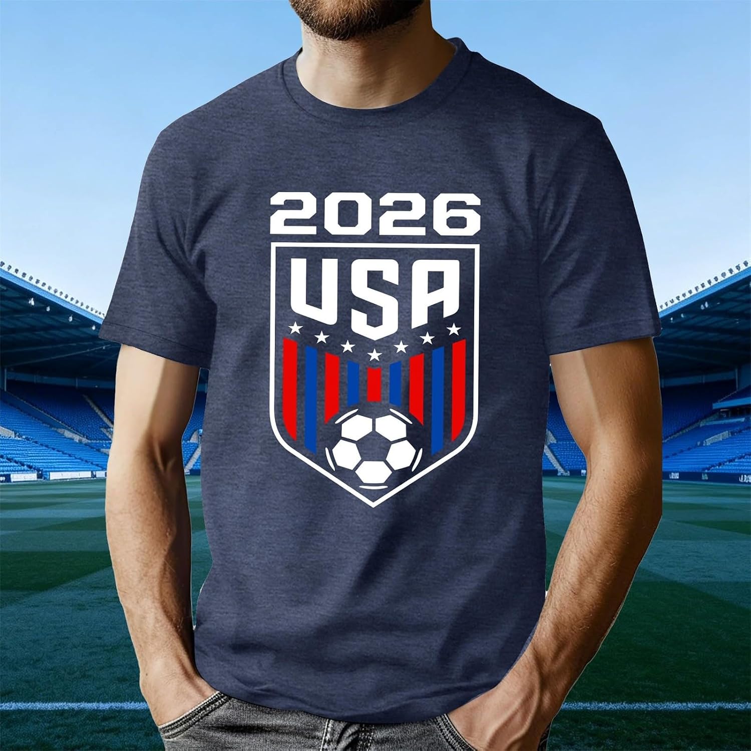 Maillot Coupe du Monde 2026 Tee Shirt Graphique Humoristique Football USA Coupe du Monde 2026 Tunique Homme Chic - Image 2