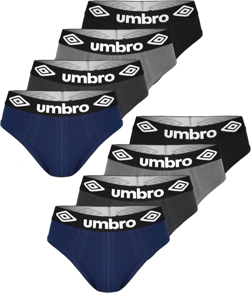Umbro Lot de 8 slips en coton pour homme | Élégants, doux, ajustés et ajustés, durables | Lot de sous-vêtements pour hommes, sous-vêtements classiques, lettres, pour hommes, pantalon de bain pour