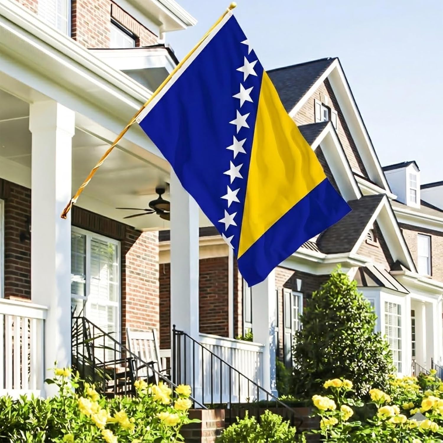 AhfuLife Grand Drapeau Bosnie-Herzégovine 90×150cm – 1 Drapeau Bosnie-Herzégovine Double Face avec Œillets en Laiton, Polyester pour Coupe du Monde de Football 2026, Fête Nationale - Image 3