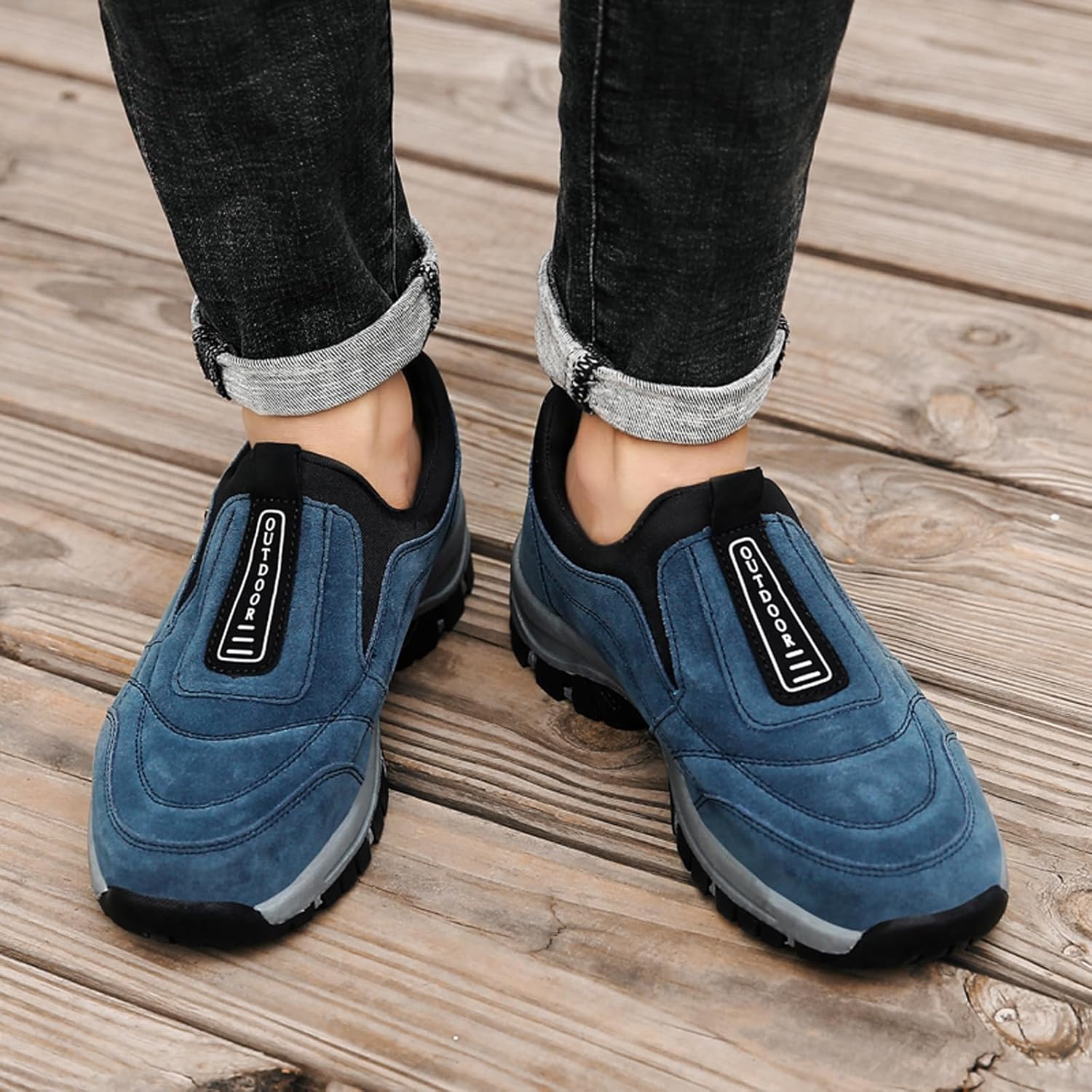Chaussure de Marche Homme sans Lacets Baskets de randonnée en Plein air Chaussures de randonnée à Enfiler pour Homme Chaussures orthopédiques Chaussures légères pour Le Travail - Image 3