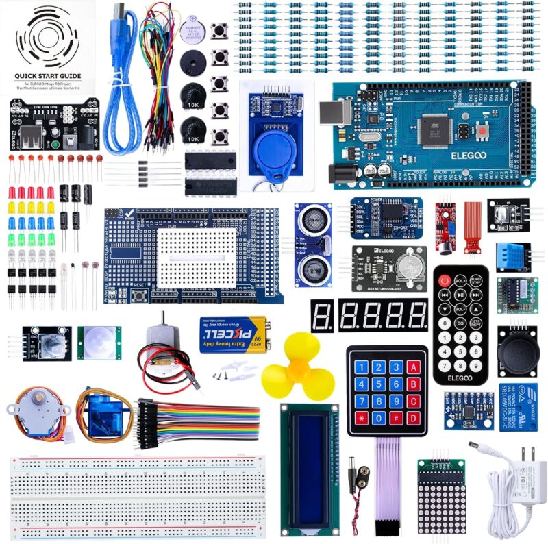ELEGOO Mega R3 Kit de Démarrage Ultime Le Plus Complet avec Manuel d'Utilisation Français pour Débutants et Professionnels Compatible avec Arduino IDE