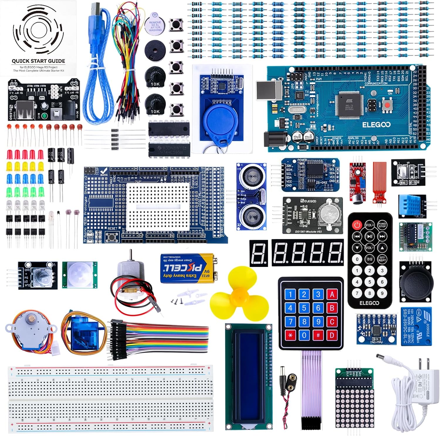 ELEGOO Mega R3 Kit de Démarrage Ultime Le Plus Complet avec Manuel d'Utilisation Français pour Débutants et Professionnels Compatible avec Arduino IDE