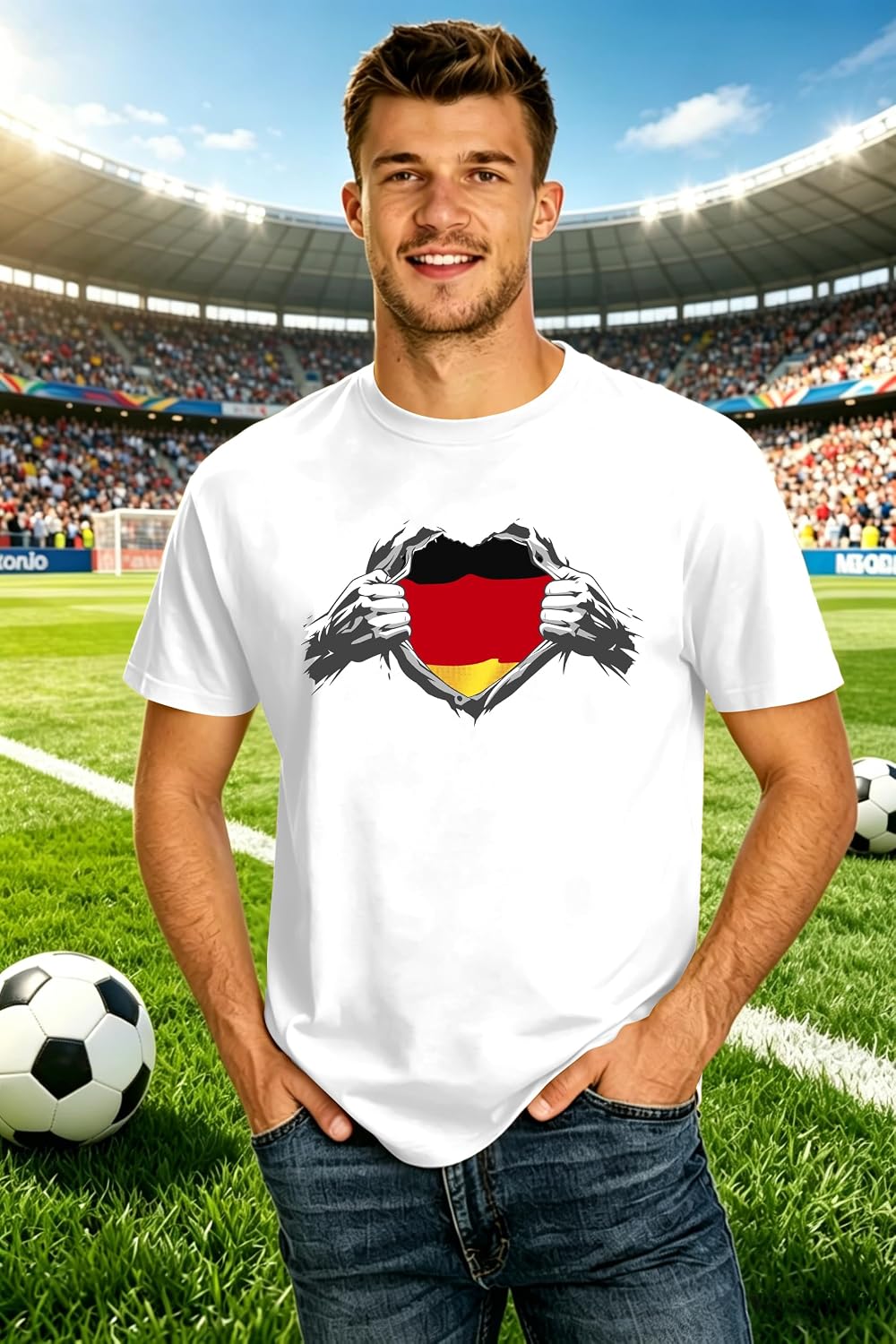 tiorhooe T-shirt de football à manches courtes pour homme Motif drapeau allemand aigle - Image 4