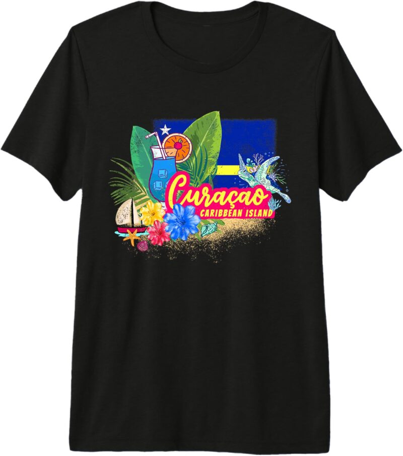 Curaçao Souvenir Vintage des Caraïbes avec Tortue T-Shirt Haut de Gamme