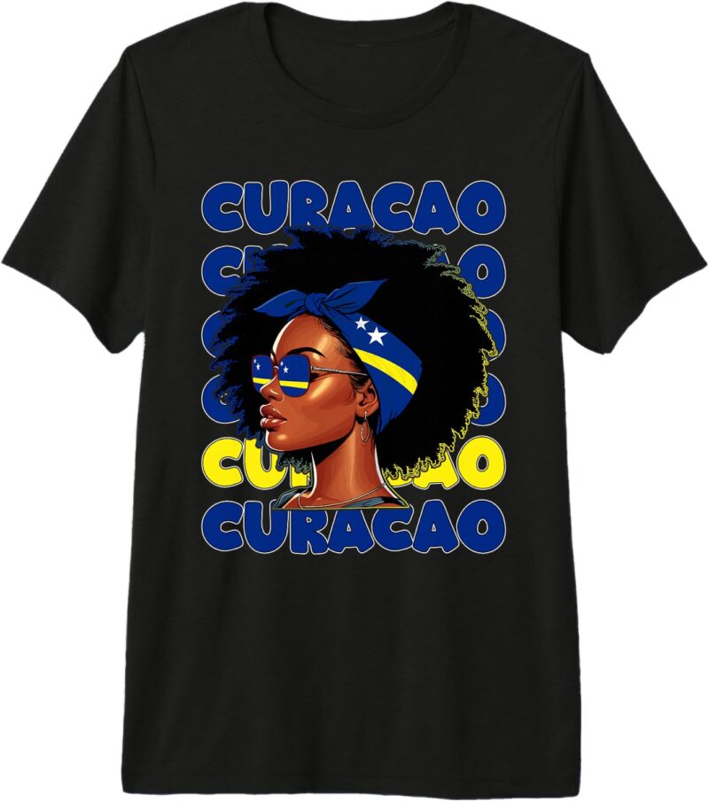 Curaçao Girl Drapeau de Curaçao Fière Curaçaoan Femmes T-Shirt Haut de Gamme