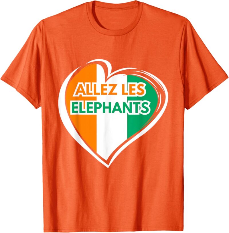 Drapeau Côte D'ivoire 2024 Maillot Éléphant Ivoirien Foot T-Shirt