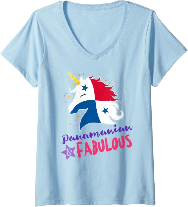 Femme fierté panaméenne pour sa Licorne panaméenne T-Shirt avec Col en V