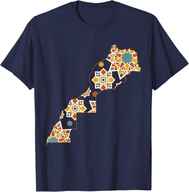 Carte Géographique Maroc Maillot Maroc Zellige Marocain T-Shirt