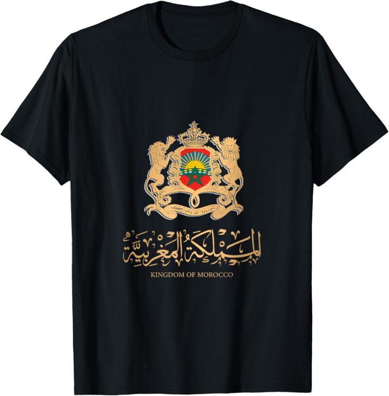 Emblème doré du Royaume du Maroc avec Drapeau du Maroc T-Shirt