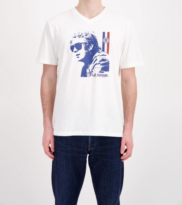SMQ T-SHIRT SUN V NECK - heather ecru