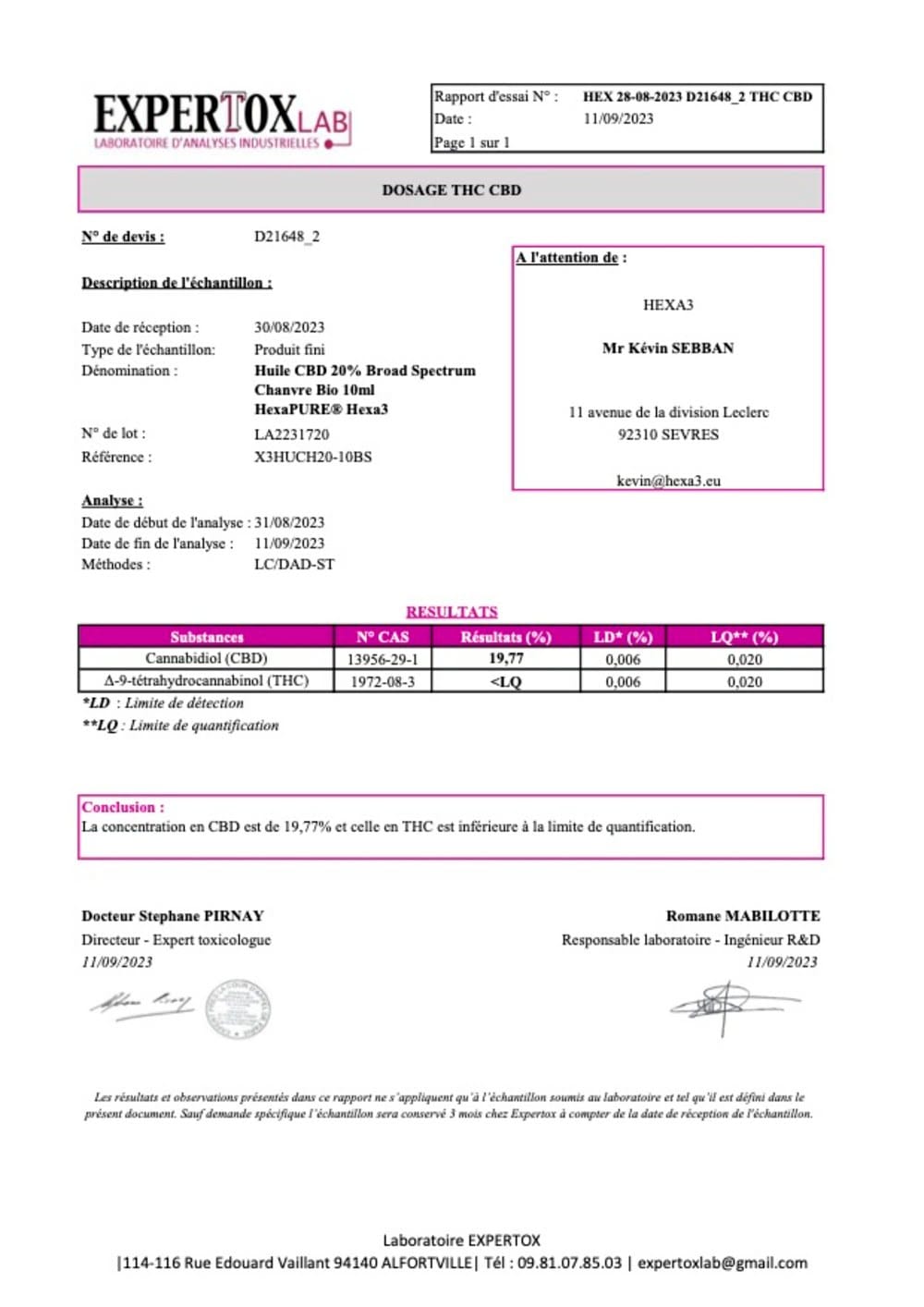 Huile CBD 6000mg Broad Spectrum 20%, sans THC (30ml) - Image 3